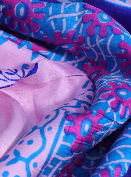 Bishnupuri silk saree light pink and cs blue with butta prints and printed border