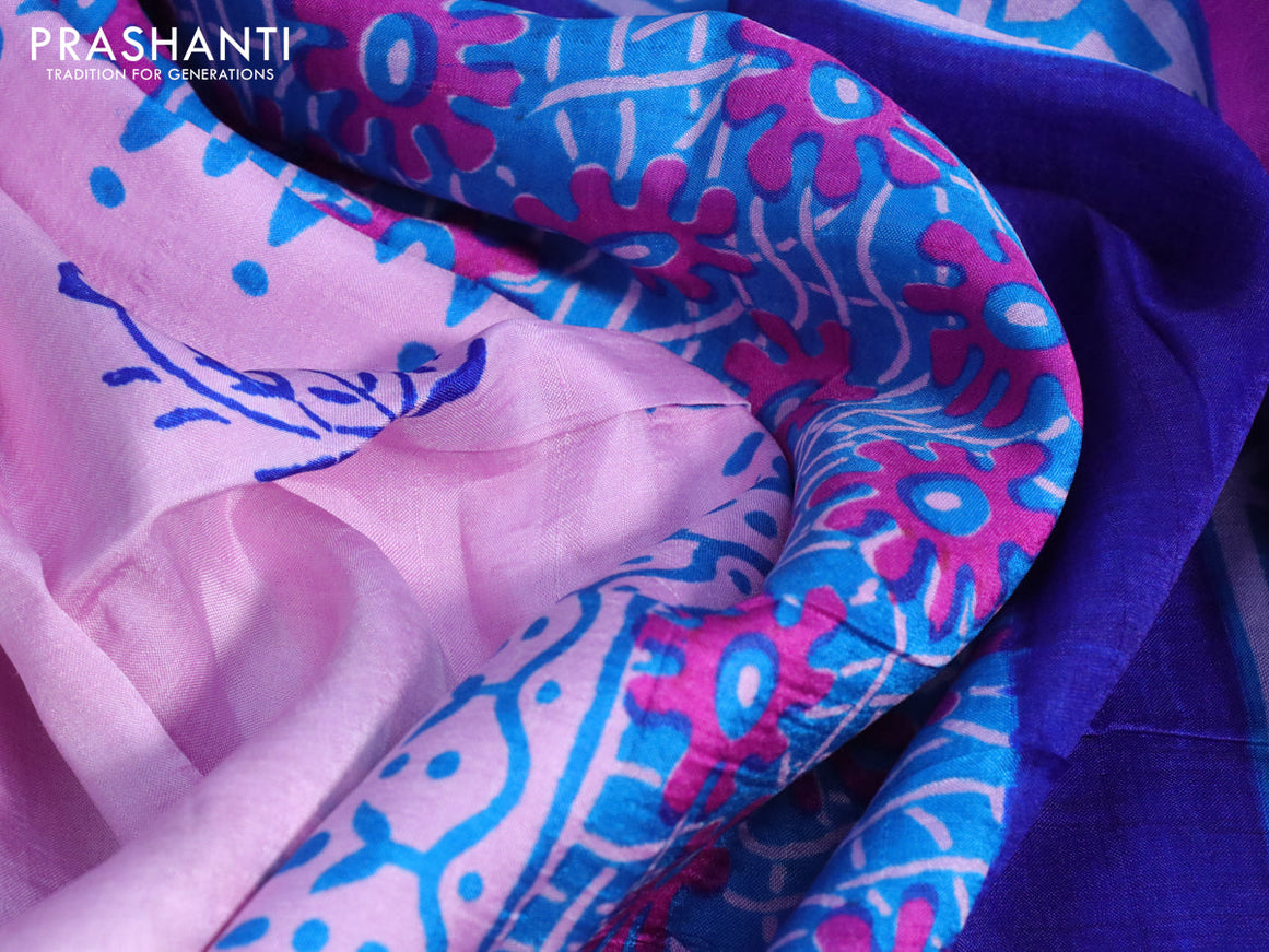 Bishnupuri silk saree light pink and cs blue with butta prints and printed border