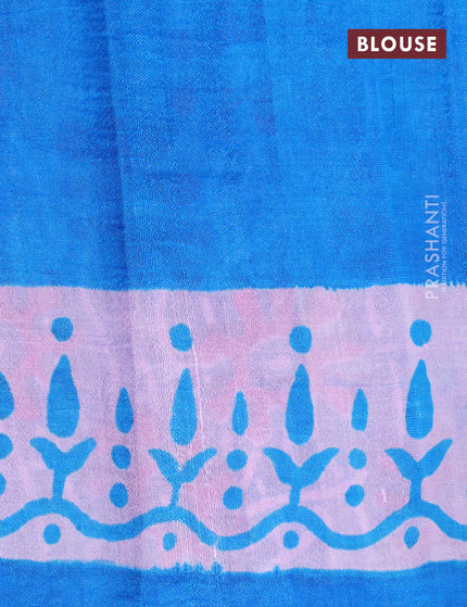 Bishnupuri silk saree light pink and cs blue with butta prints and printed border