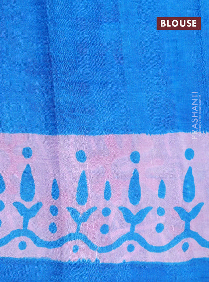 Bishnupuri silk saree light pink and cs blue with butta prints and printed border