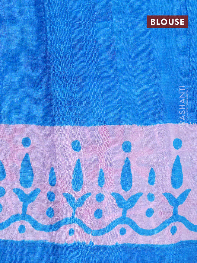 Bishnupuri silk saree light pink and cs blue with butta prints and printed border