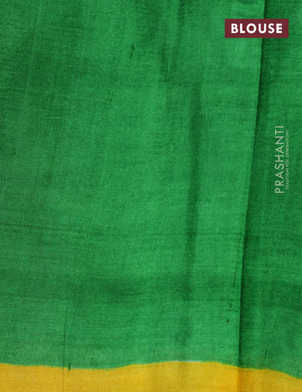 Bishnupuri silk saree cream and green with butta prints and printed border