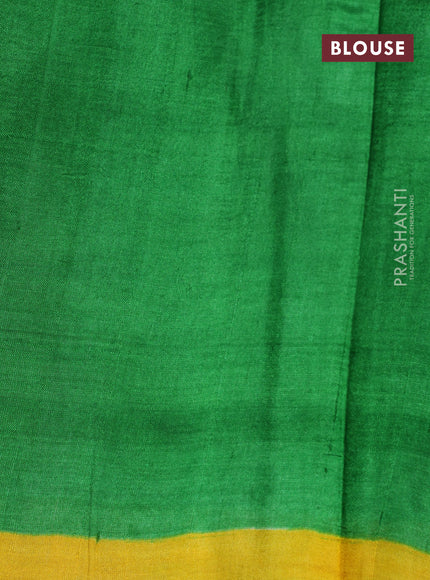 Bishnupuri silk saree cream and green with butta prints and printed border