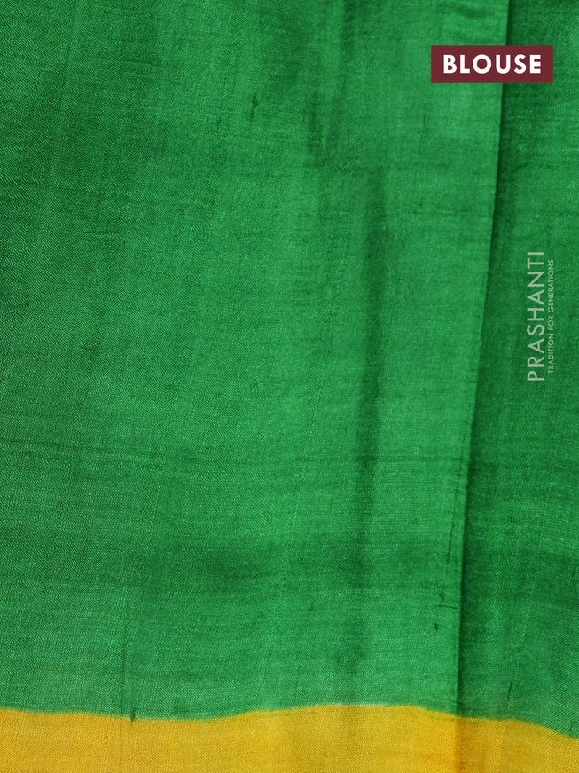 Bishnupuri silk saree cream and green with butta prints and printed border