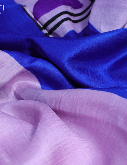 Bishnupuri silk saree lavender shade and blue with butta prints and printed border