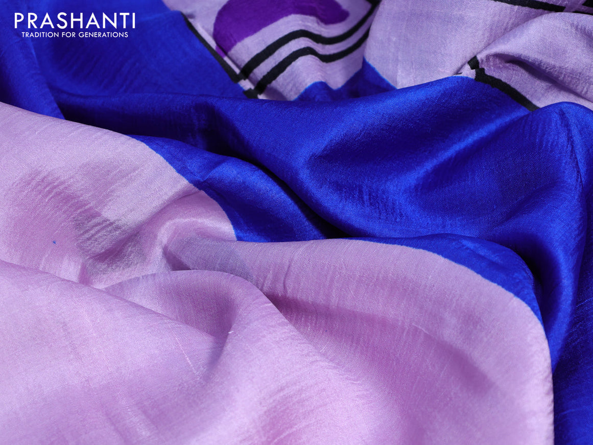 Bishnupuri silk saree lavender shade and blue with butta prints and printed border