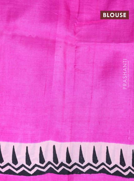 Bishnupuri silk saree light pink and pink with butta prints and printed border