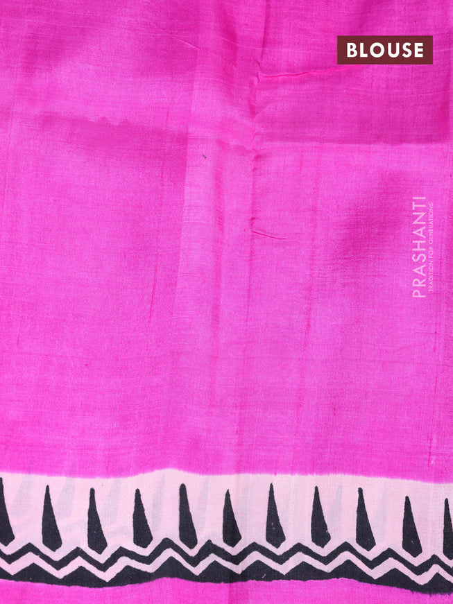 Bishnupuri silk saree light pink and pink with butta prints and printed border