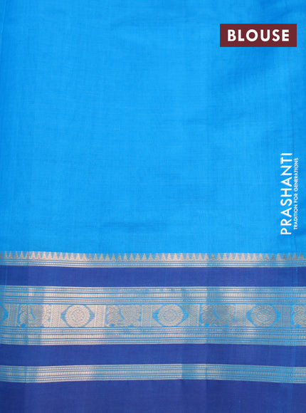 Kanjivaram silk cotton saree cs blue and blue with thread & zari woven buttas and zari woven border