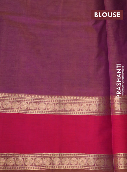 Kanjivaram silk cotton saree dual shade of purple and pink with zari woven buttas and rettapet zari woven border