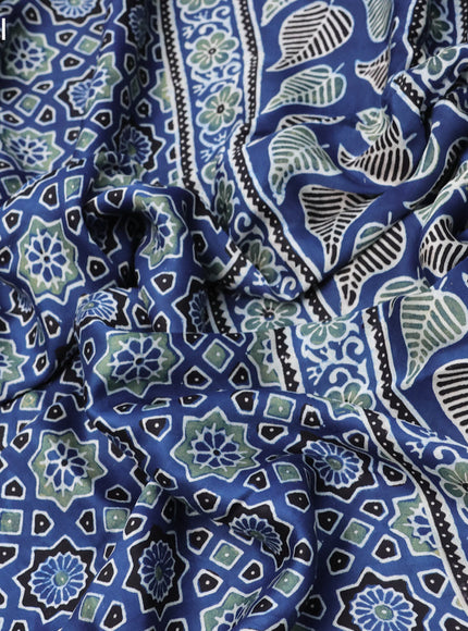 Modal silk saree blue and black with allover ajrakh prints and printed border