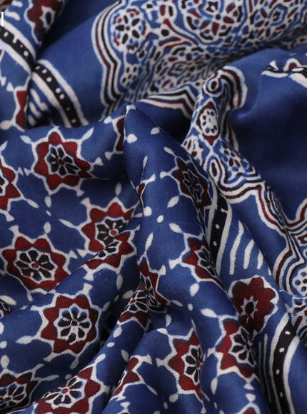 Modal silk saree blue and black with allover ajrakh prints and printed border