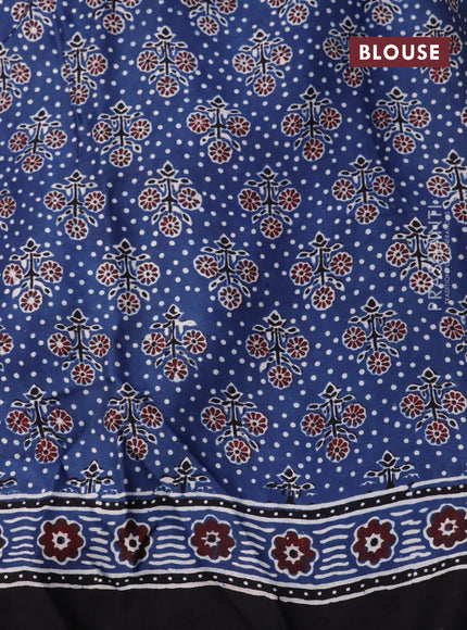 Modal silk saree blue and black with allover ajrakh prints and printed border