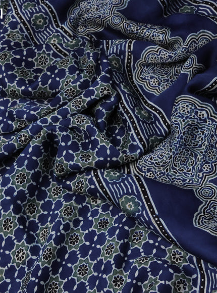 Modal silk saree indigo blue and black with allover ajrakh prints and printed border