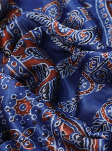 Modal silk saree blue and maroon with allover ajrakh prints and printed border