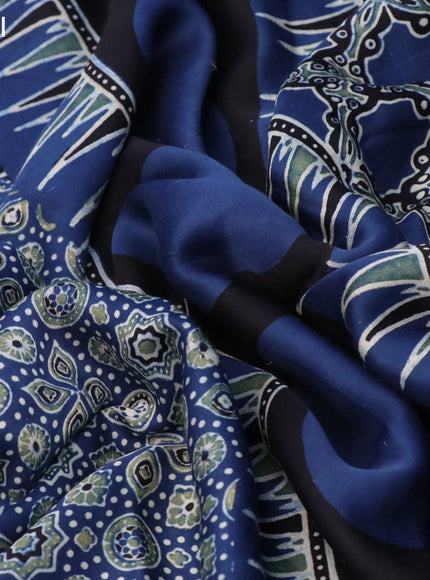 Modal silk saree blue and black with allover ajrakh prints and printed border