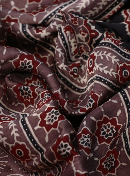 Modal silk saree rosy brown with allover ajrakh prints and printed border