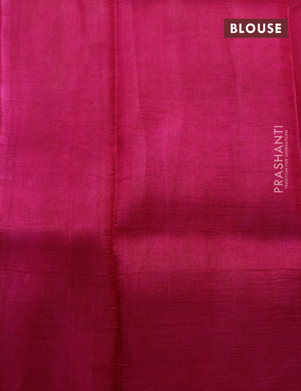 Bishnupuri silk saree cream and dark magenta pink with plain body and printed border