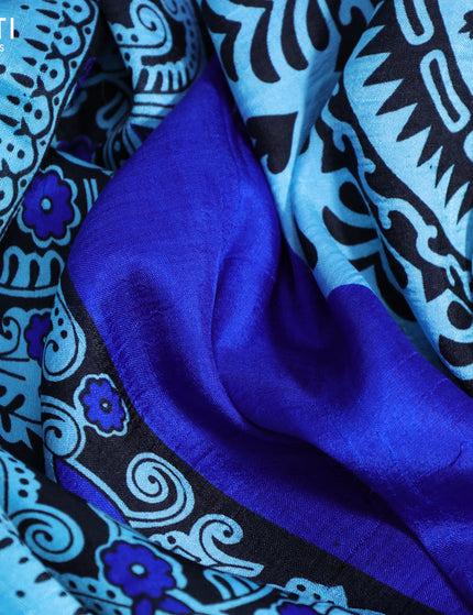 Bishnupuri silk saree light blue and blue with butta prints and printed border