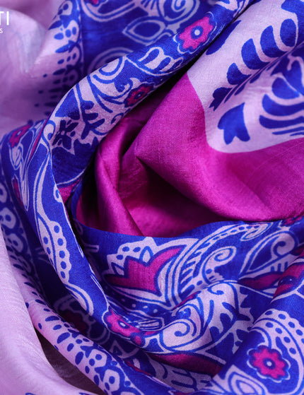 Bishnupuri silk saree lotus pink and blue with butta prints and printed border