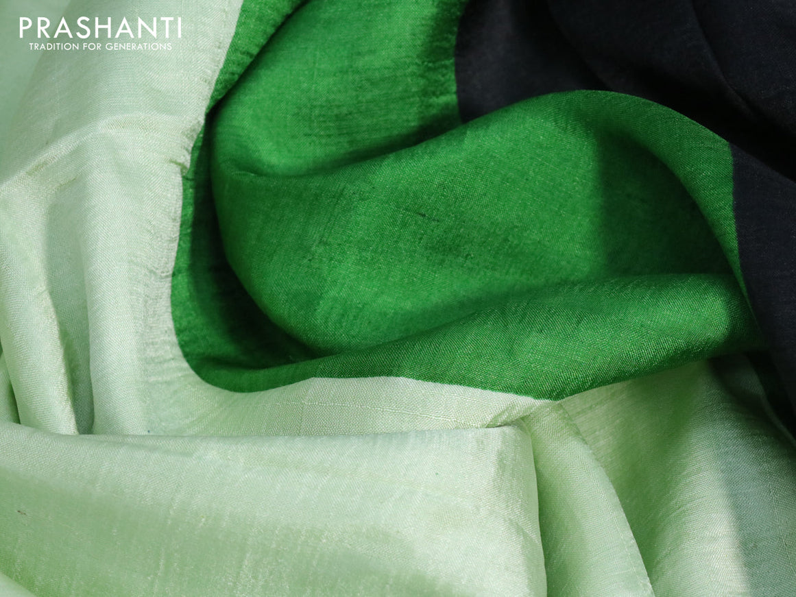 Bishnupuri silk saree pista green and green with butta prints and printed border