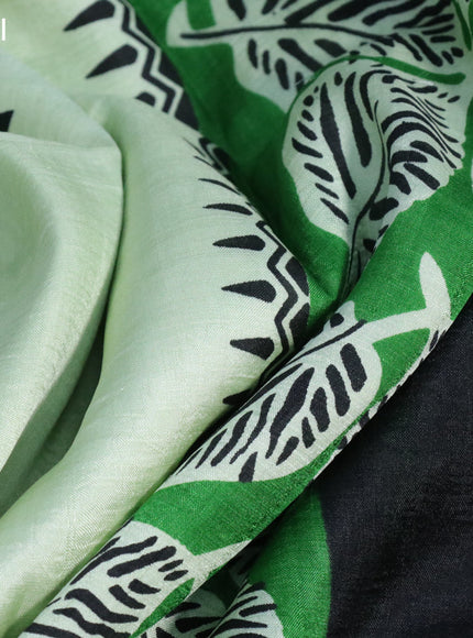 Bishnupuri silk saree pista green and green with butta prints and printed border