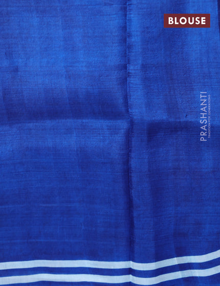 Bishnupuri silk saree blue and orange with plain body and printed border