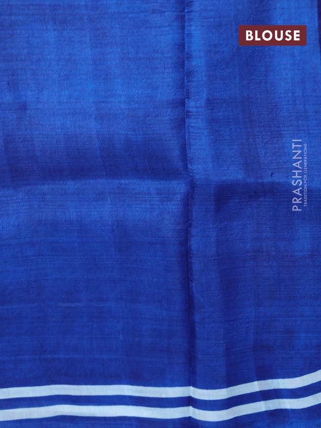 Bishnupuri silk saree blue and orange with plain body and printed border