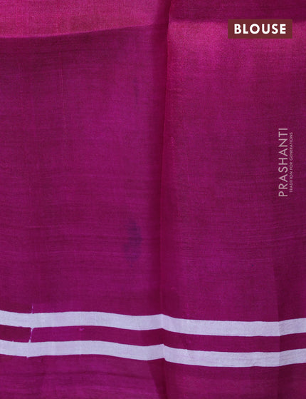 Bishnupuri silk saree dark magenta pink and mustard yellow with plain body and printed border