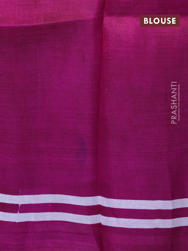 Bishnupuri silk saree dark magenta pink and mustard yellow with plain body and printed border