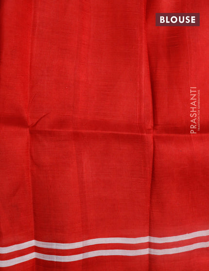 Bishnupuri silk saree red and black with plain body and printed border