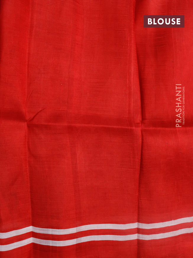 Bishnupuri silk saree red and black with plain body and printed border