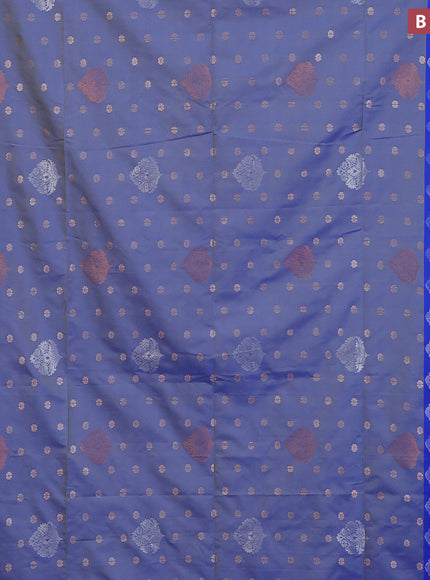 Semi soft silk saree dual shade of blue and royal blue with allover zari woven buttas and zari woven border