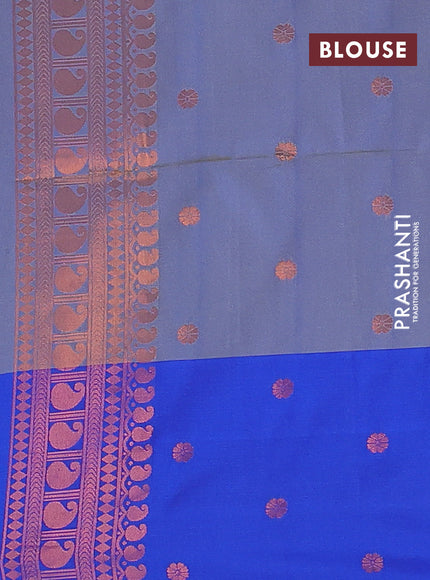 Semi soft silk saree dual shade of blue and royal blue with allover zari woven buttas and zari woven border