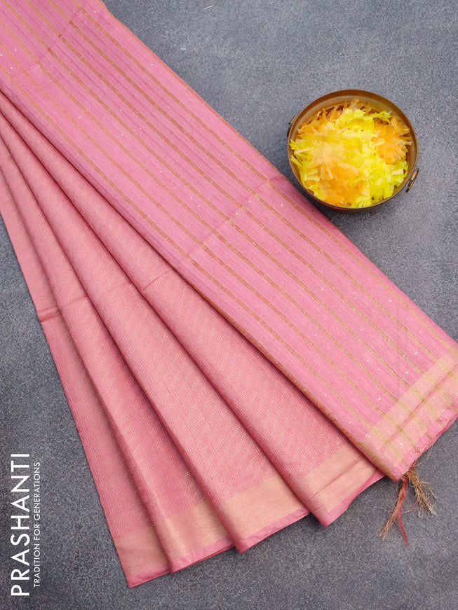 Munga jacquard saree pink with allover zari weaves and zari woven border