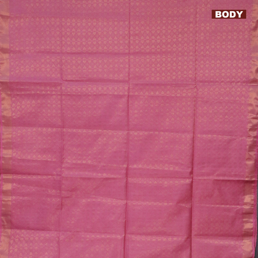 Munga jacquard saree pink with allover geometric zari weaves & sequin work pallu and zari woven border