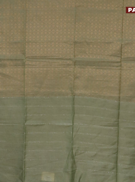 Munga jacquard saree pastel green with allover geometric zari weaves & sequin work pallu and zari woven border