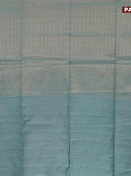 Munga jacquard saree pastel blue shade with allover geometric zari weaves & sequin work pallu and zari woven border