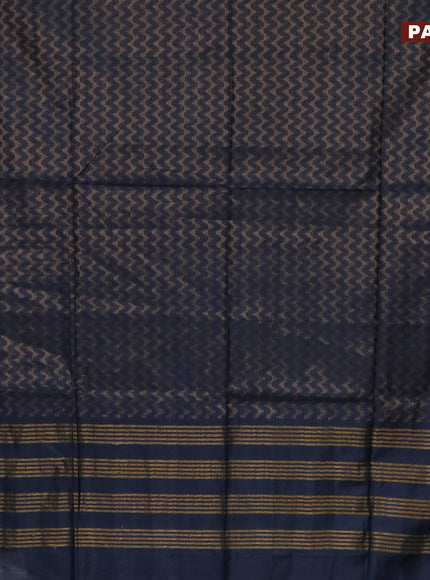 Munga jacquard saree deep navy blue with allover zig zag zari weaves and zari woven border