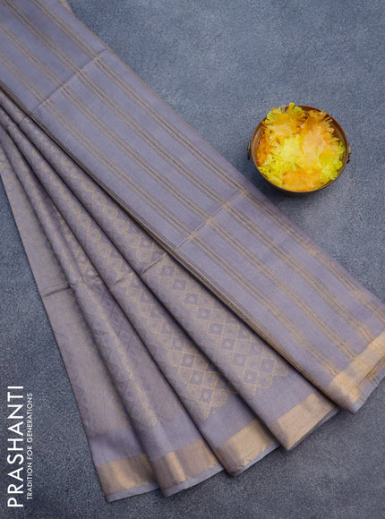 Munga jacquard saree grey with allover zari weaves and zari woven border