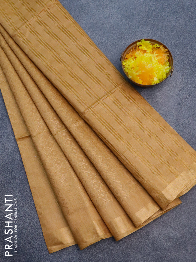 Munga jacquard saree mustard shade with allover zari weaves and zari woven border