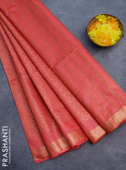 Munga jacquard saree red shade with allover zari weaves and zari woven border