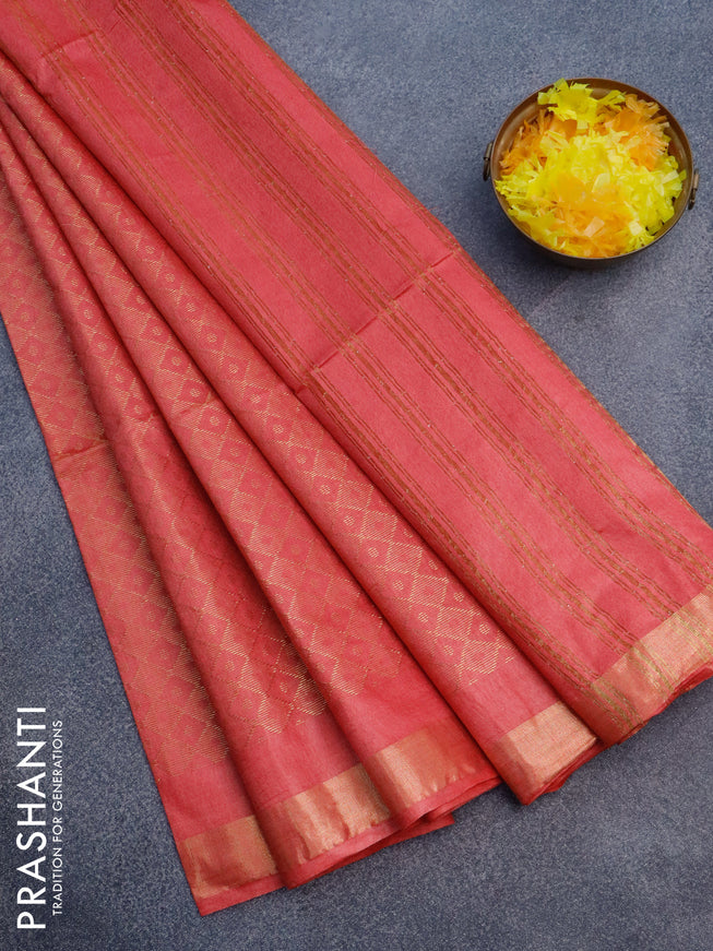 Munga jacquard saree red shade with allover zari weaves and zari woven border