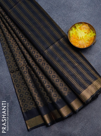 Munga jacquard saree black with allover zari weaves and zari woven border