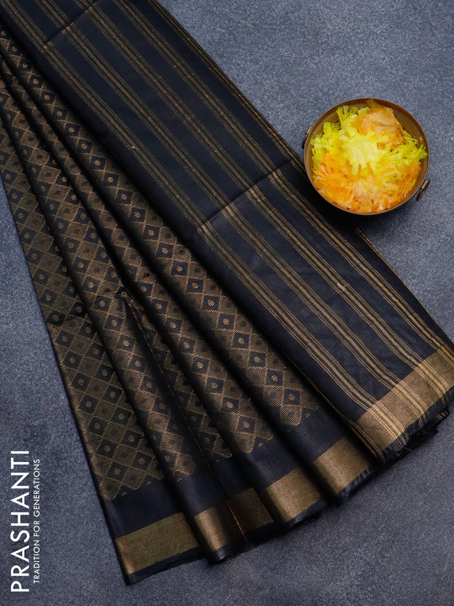 Munga jacquard saree black with allover zari weaves and zari woven border