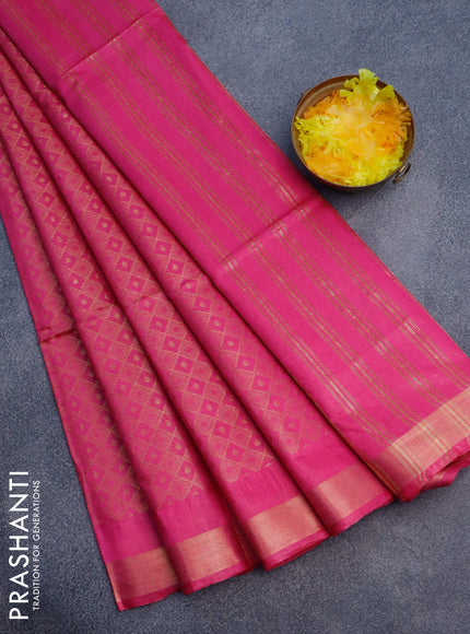 Munga jacquard saree pink with allover zari weaves and zari woven border