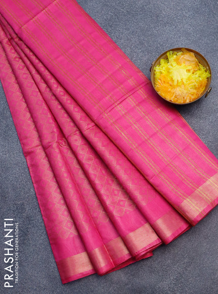 Munga jacquard saree pink with allover zari weaves and zari woven border