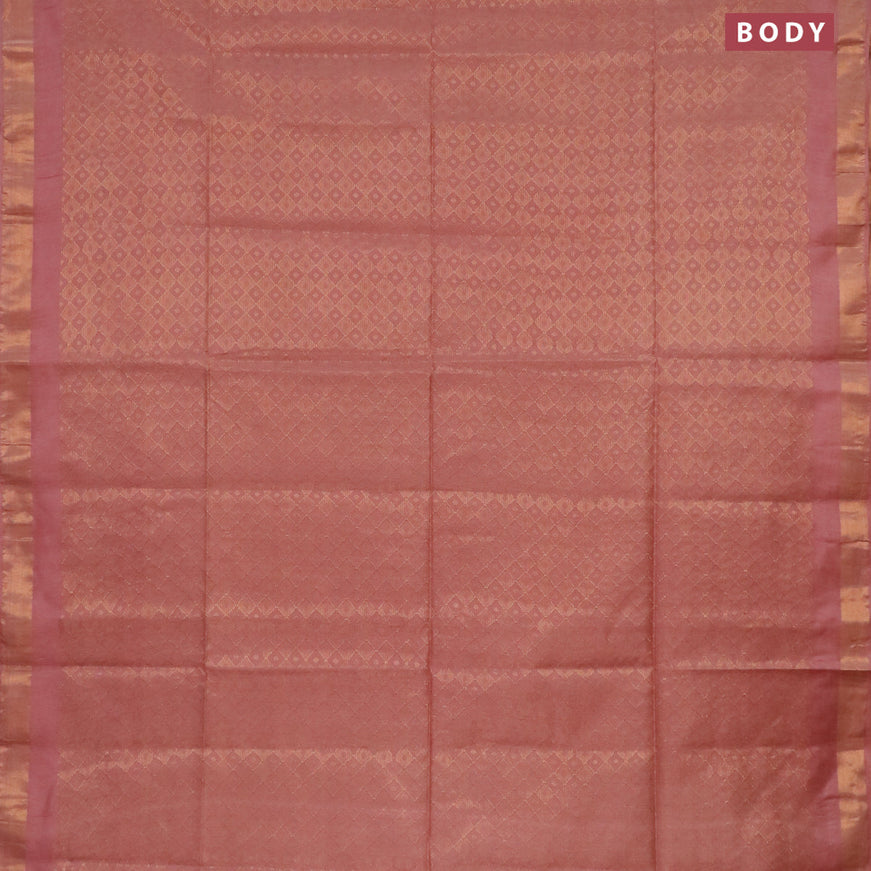 Munga jacquard saree peach shade with allover zari weaves and zari woven border