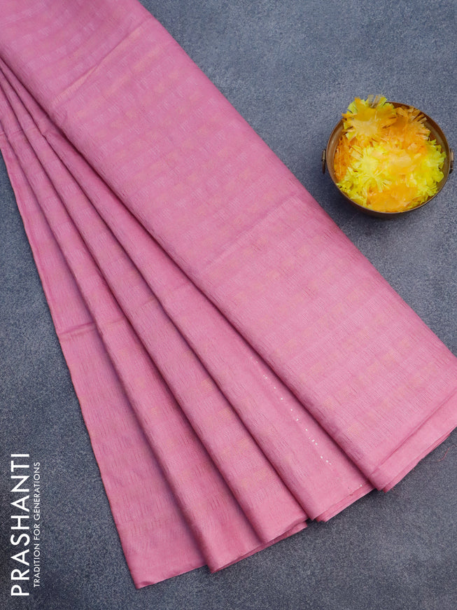 Munga jacquard saree pink with allover zari weaves and sequin work pallu