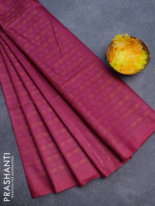 Munga jacquard saree magenta pink with allover zari weaves and sequin work pallu